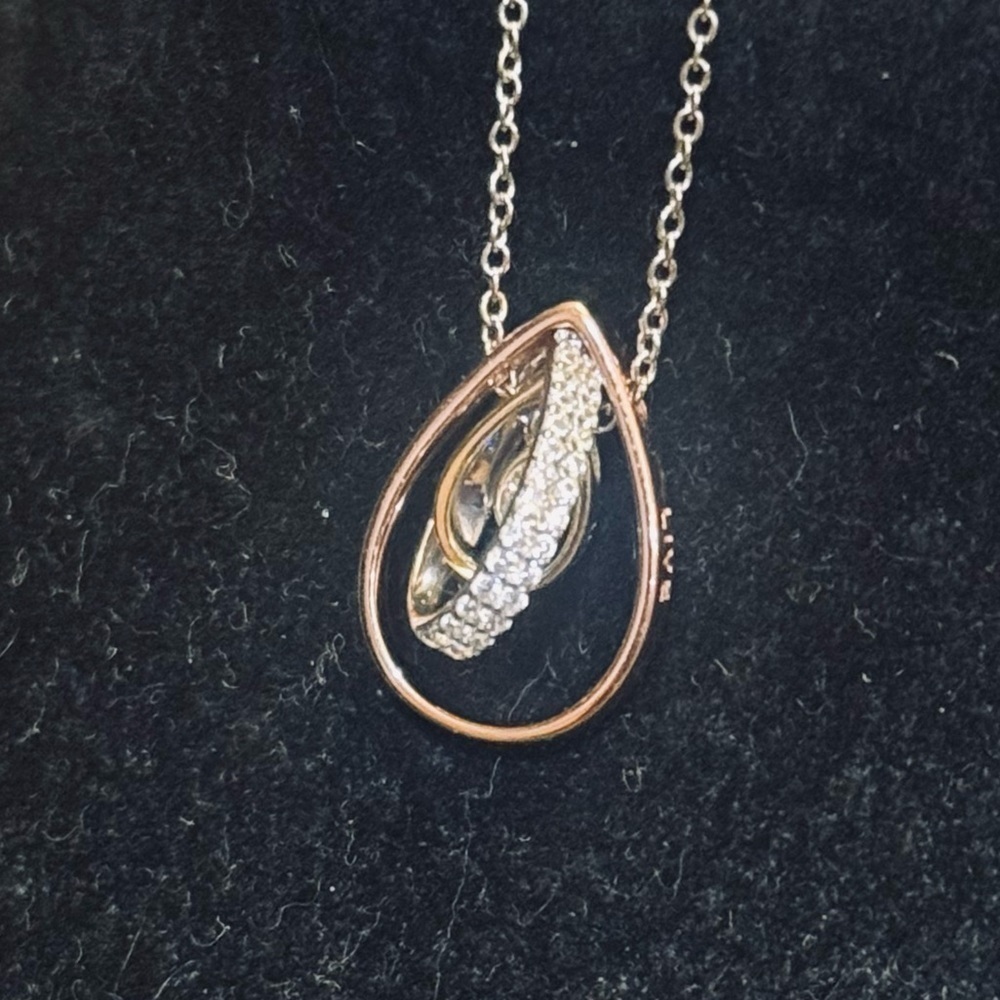 NEW‎ fine jewelry Live Love and Hope tri color floating necklace